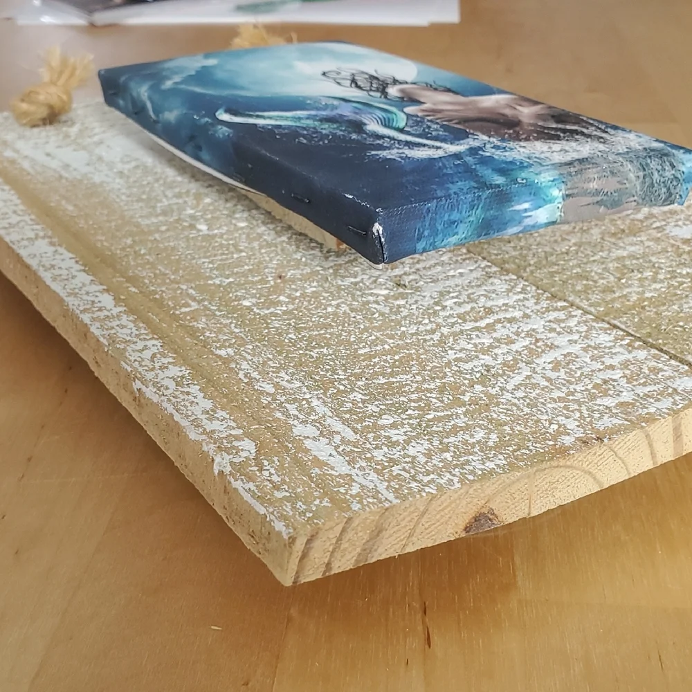 Nautical Mermaid Wall Décor Set Seashell Canvas Coastal Room Accents - Picture 5 of 11